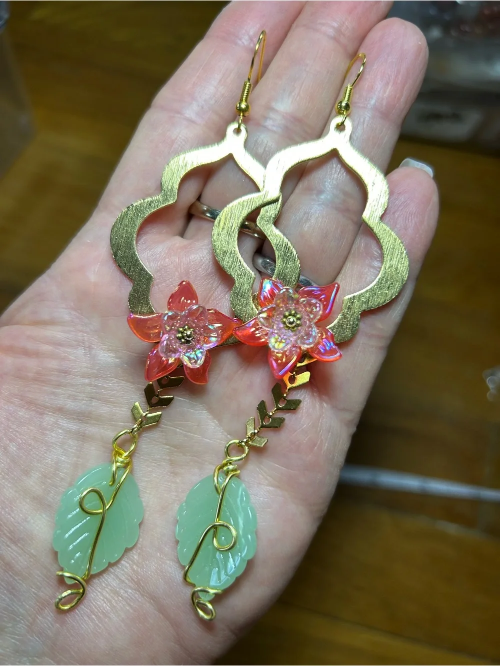 3/$25 Floral Drop Earrings with Pink Flower